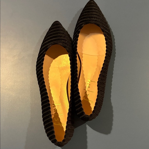 fs/ny Shoes - French Sole Black Ribbed Flats 7.5 NIB